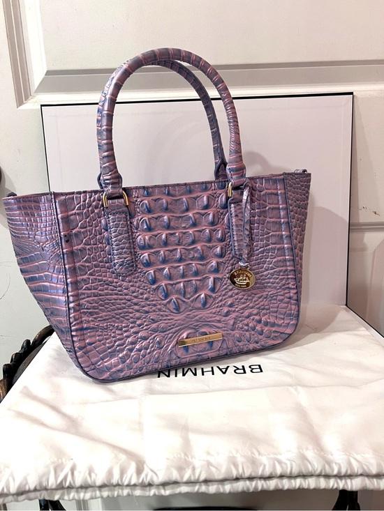 Brahmin Handbags - Brahmin Mini Asher/Small Ashlee Lilac Iridescent Croc Embossed Leather Tote